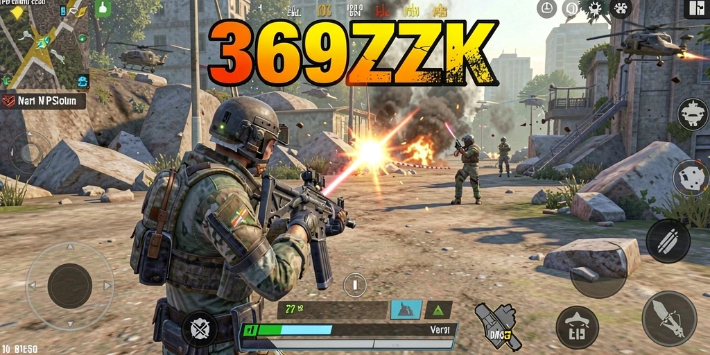 Tampilan gameplay seru dari 369ZK dengan aksi pertempuran TPS.