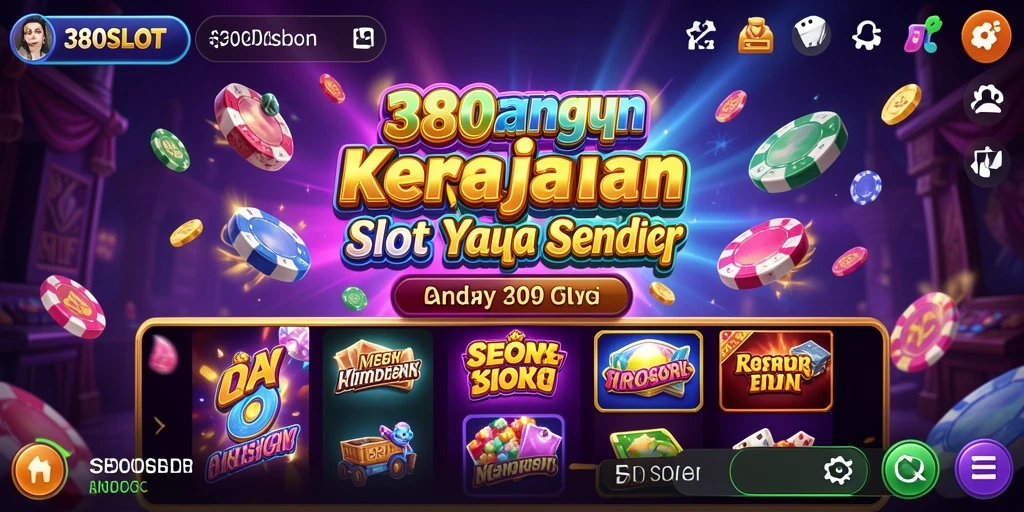 Tampilan gameplay menarik dari 380SLOT dengan mesin slot berwarna-warni.