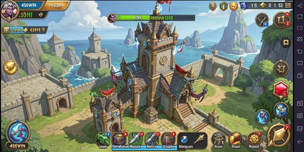 Tangkapan layar gameplay 456WIN yang menampilkan aksi pertahanan menara yang intens.