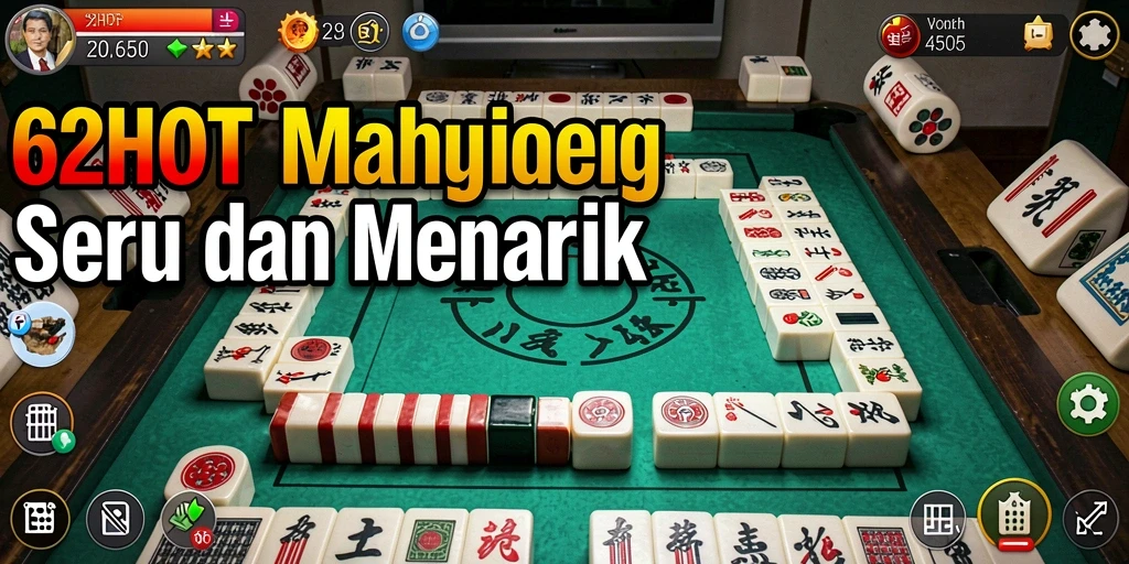 Screenshot permainan Mahjong 62HOT menampilkan grafis yang menarik.