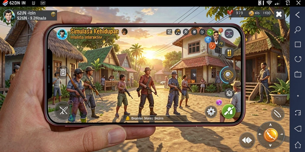 Tangkapan layar menunjukkan gameplay interaktif dalam 62IDN.