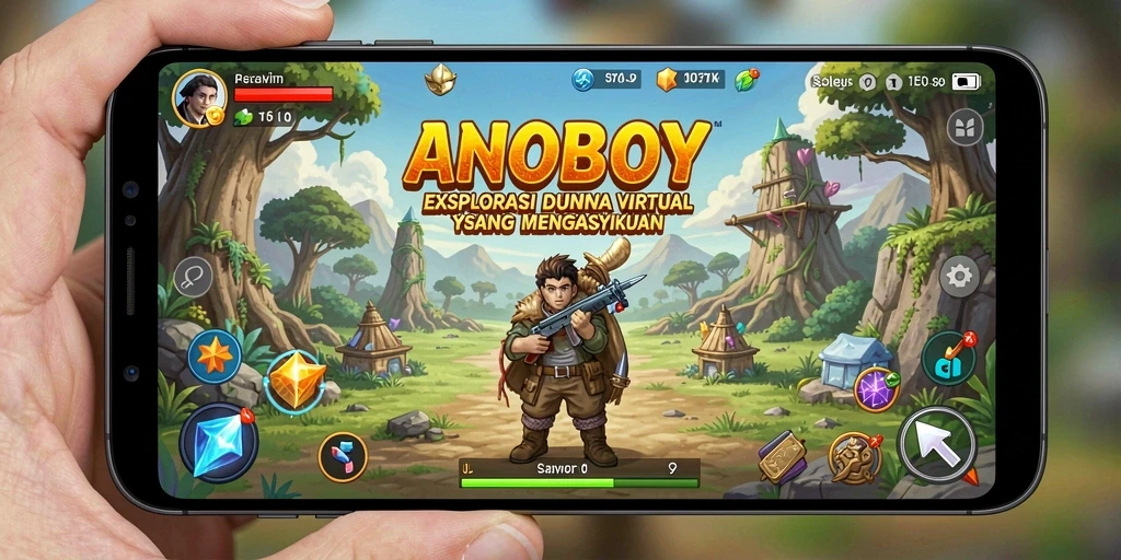 Screenshot gameplay ANOBOY menampilkan interaksi mendalam dalam dunia simulasi.