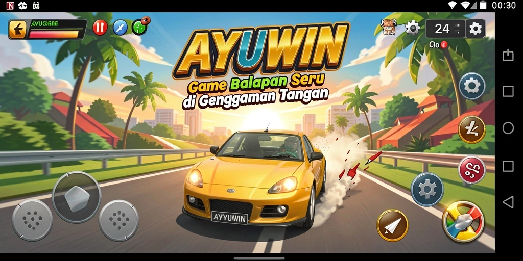 Tampilan gameplay ayuwin, balapan seru dan seru.