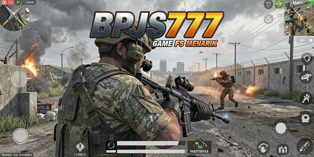 Tampilan gameplay menegangkan BPJS777 dengan aksi tembak-menembak.