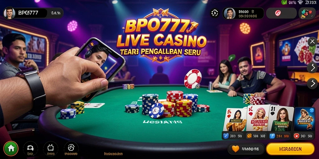 Tampilan utama BPO777 dengan dealer langsung di Live Casino.