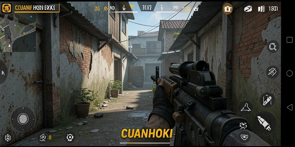 Gameplay mendebarkan di CUANHOKI dengan aksi tembak-menembak.