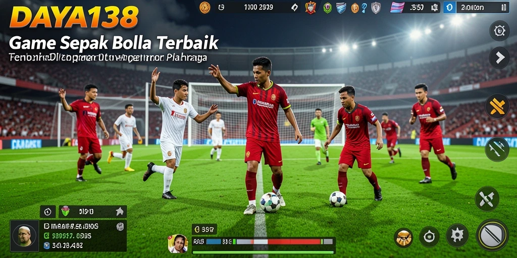 Tampilan gameplay mendebarkan dengan aksi sepak bola nyata.