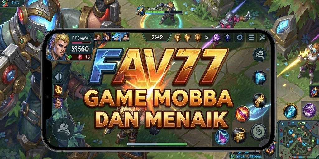 Screenshot gameplay FAV77 dengan karakter beraksi di arena MOBA.