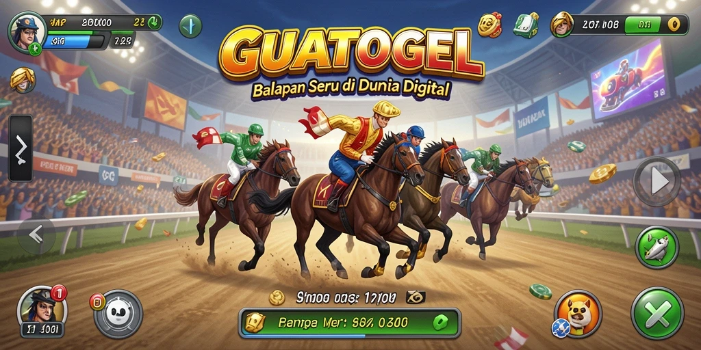 Screenshot GUATOGEL menampilkan aksi balapan yang seru dan mendebarkan.
