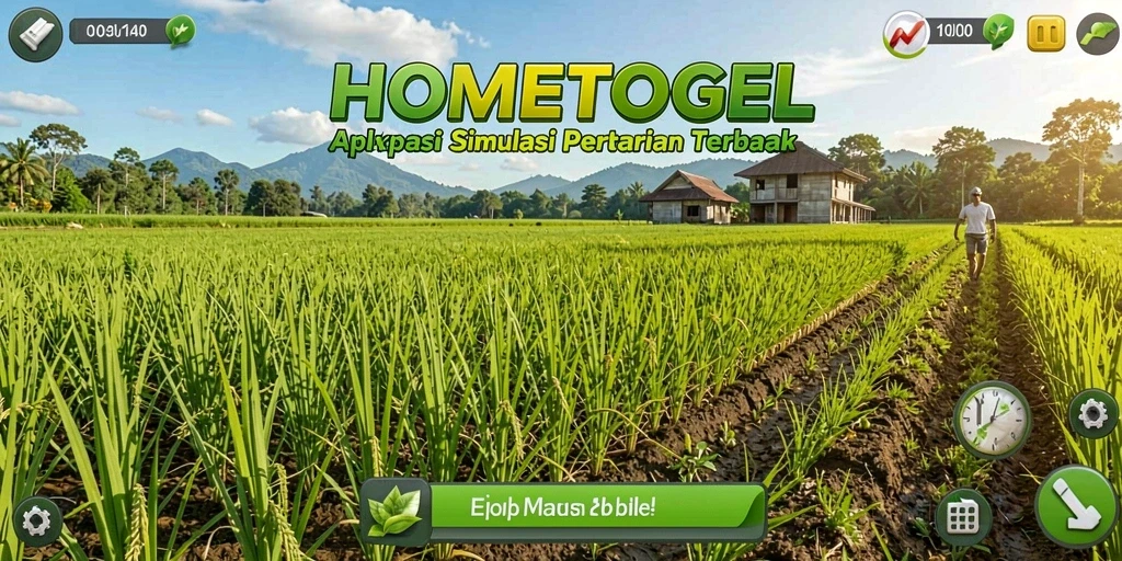 Tangkapan layar gameplay <strong>HOMETOGEL</strong> menampilkan ladang yang subur dan hewan yang bahagia.