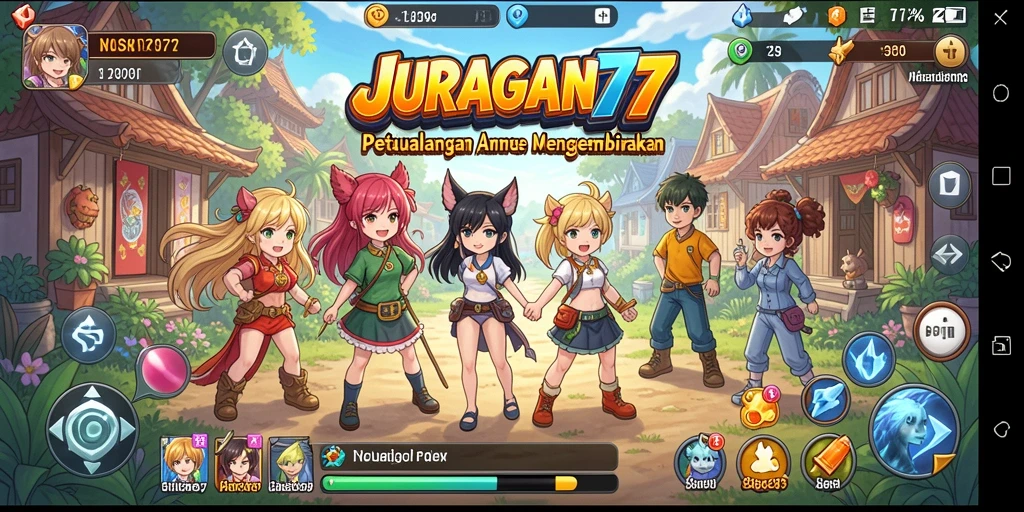 Tampilan menarik gameplay JURAGAN77 dengan karakter Anime yang dinamis.