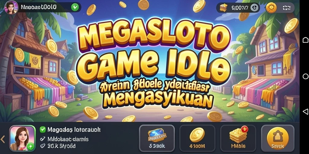 Screenshot gameplay MEGASLOTO yang menampilkan aktivitas penghasilan koin.