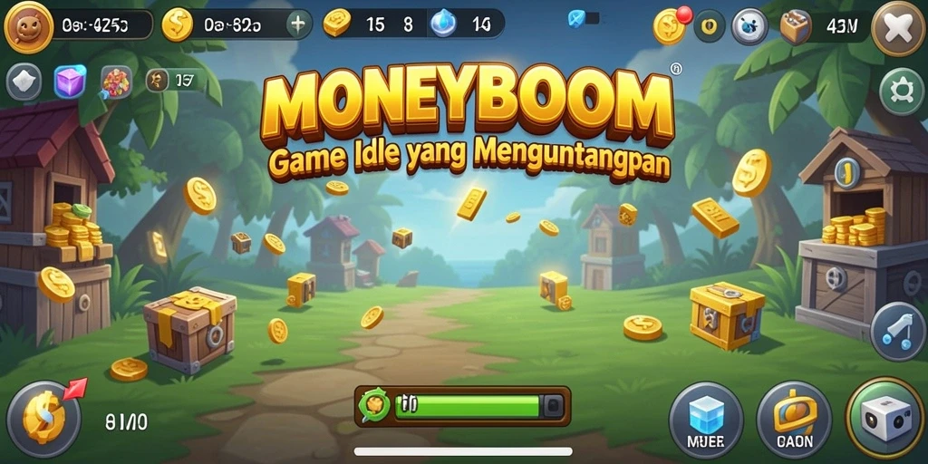 Tampilan gameplay menarik dari MONEYBOOM dengan elemen Idle.