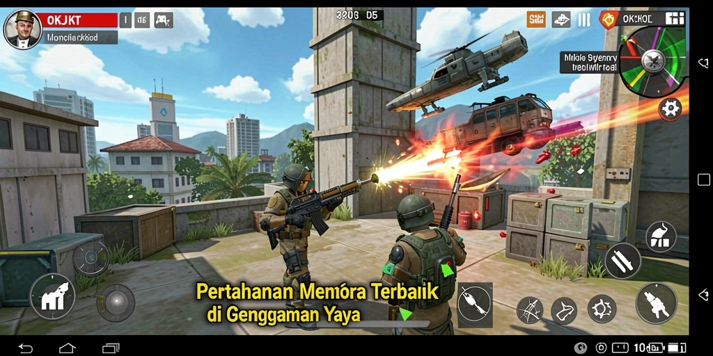 Tangkapan layar dari gameplay OKJKT yang mendebarkan di medan pertempuran.