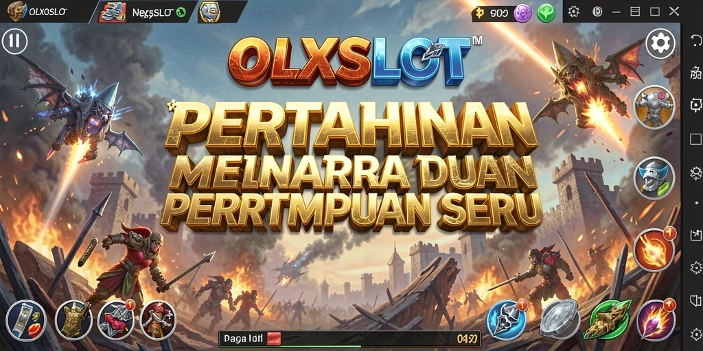 Tangkapan layar dari gameplay menegangkan di OLXSLOT dengan menara yang berjuang melawan gelombang musuh.