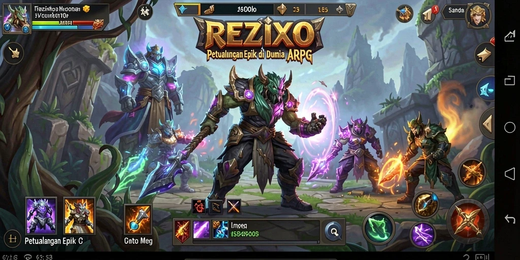 Tampilan gameplay mendebarkan dalam petualangan ARPG REZIXO.