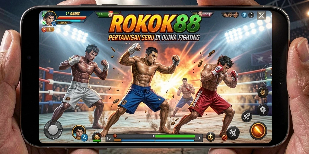 Tangkapan layar gameplay ROKOK88 dengan pertarungan yang mendebarkan.