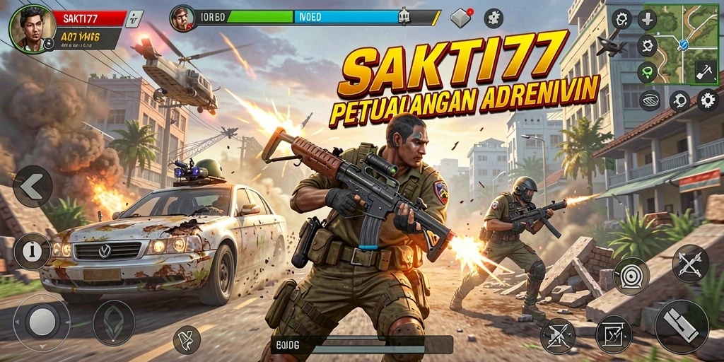 Tangkapan layar gameplay SAKTI77 menampilkan aksi seru di berbagai lokasi.