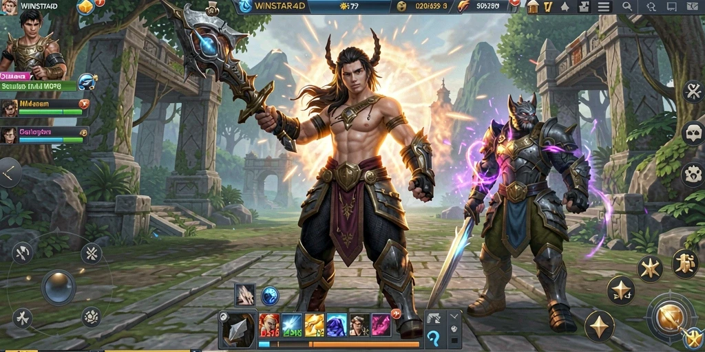 Screenshot gameplay seru di WINSTAR4D dengan karakter beraksi.