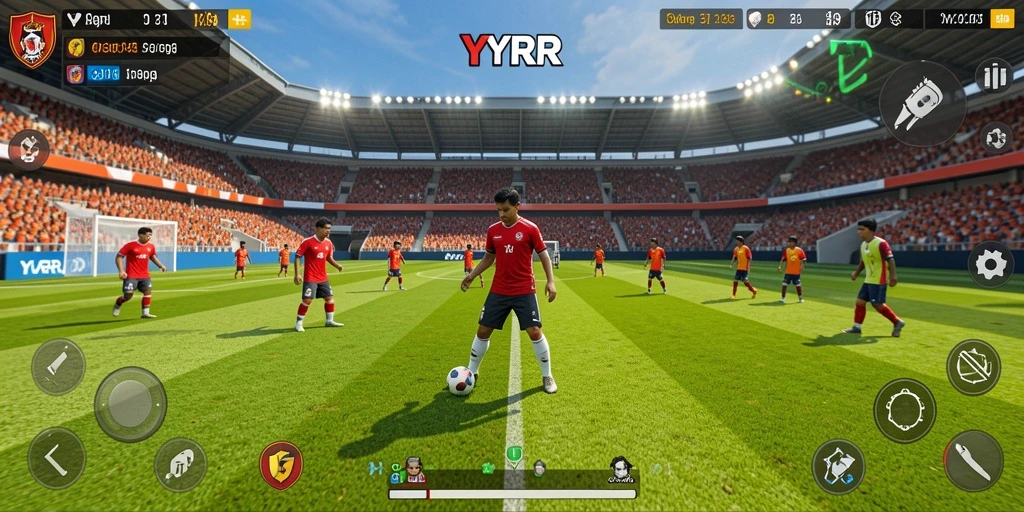 Tampilan gameplay sepak bola yang menarik dan menghibur.