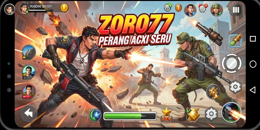 Screenshot menampilkan aksi mendebarkan dalam gameplay ZORO77.
